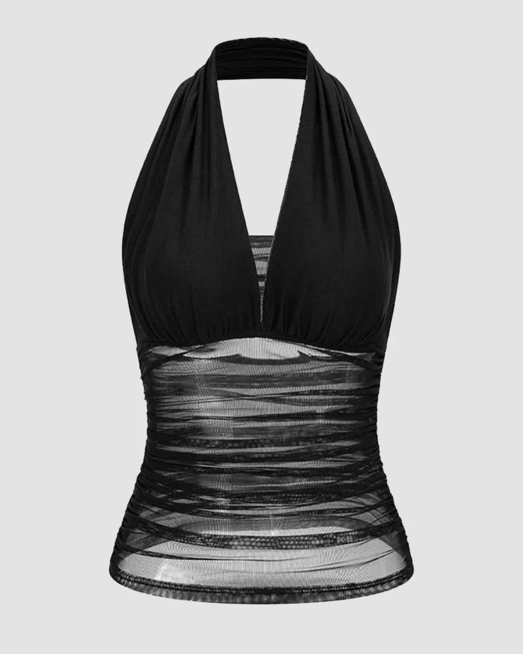 XS Halter Neck Slim Fit Straight Hem Sleeveless Top in Black H54