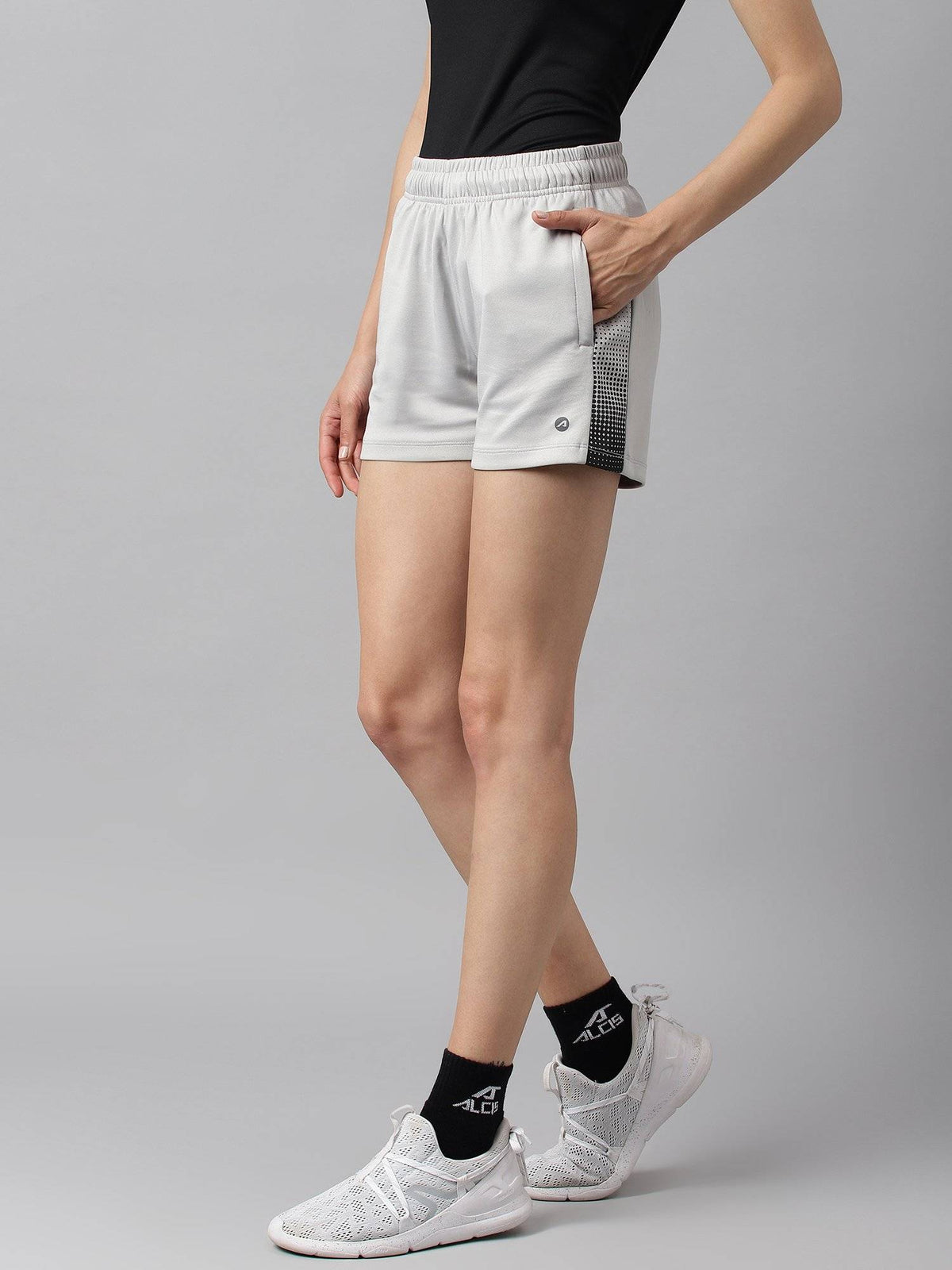 Women Light Grey Anti Static Soft Touch Slim Fit Training Shorts - view 2