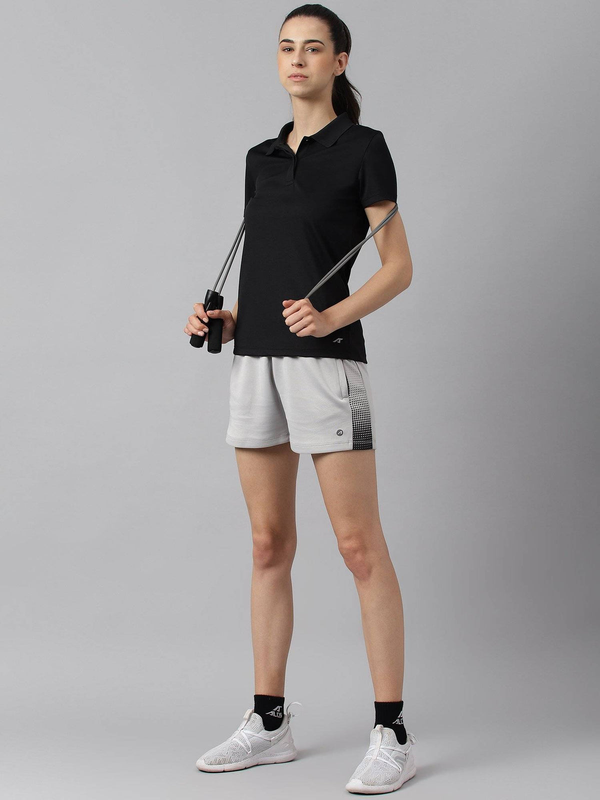 Women Light Grey Anti Static Soft Touch Slim Fit Training Shorts - view 4