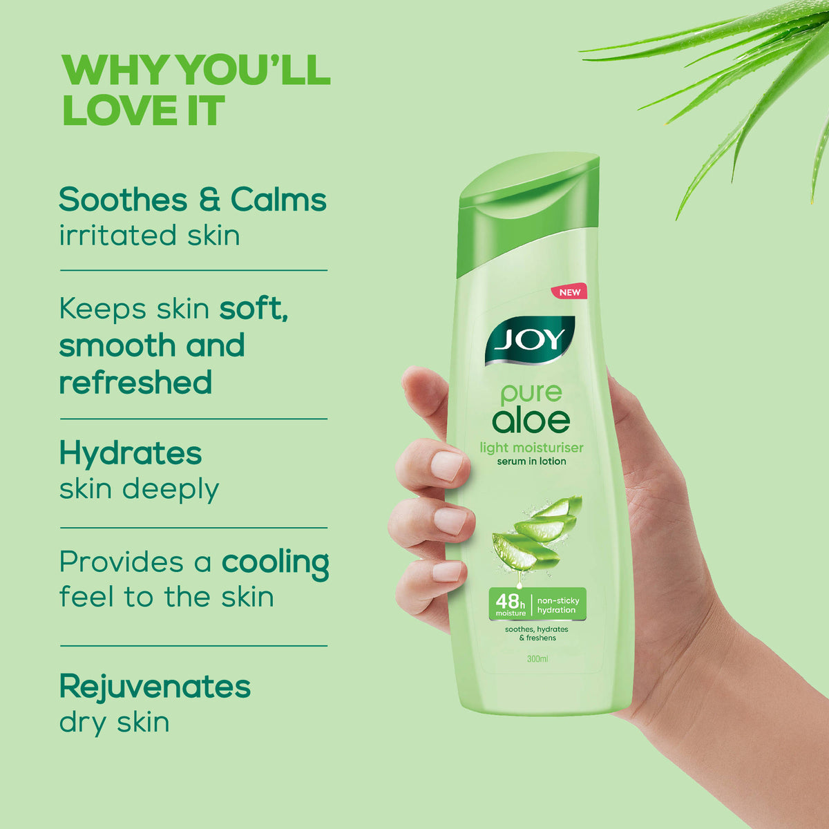 Pure Aloe Vera Body Lotion, Lightweight 48hr Moisturization for Normal & Oily Winter Skin | B20 - view 5