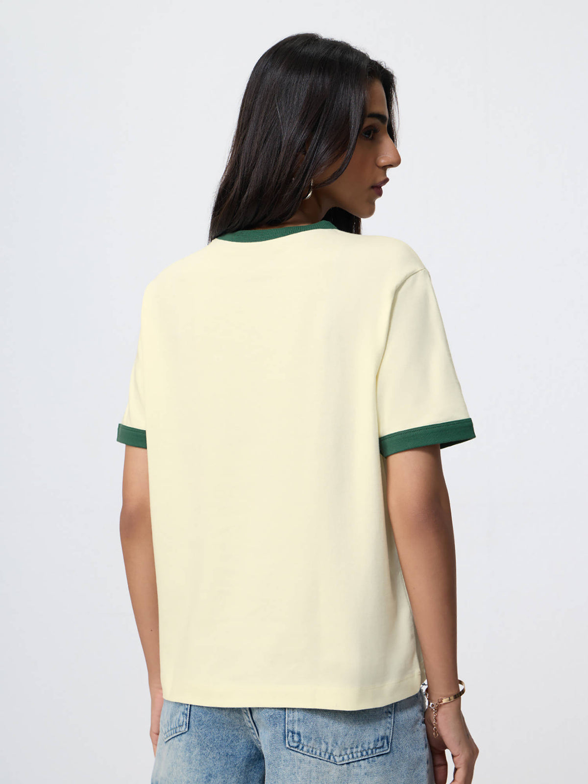 Cream Printed Pure Cotton Relaxed T-Shirt | TS56 - view 6