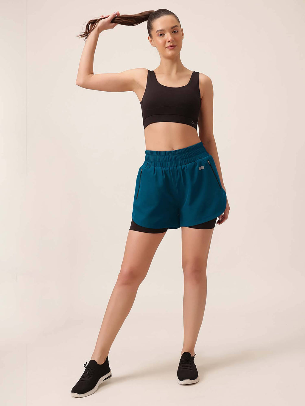 Blue Snug Fit Active High Rise Running Shorts - view 3