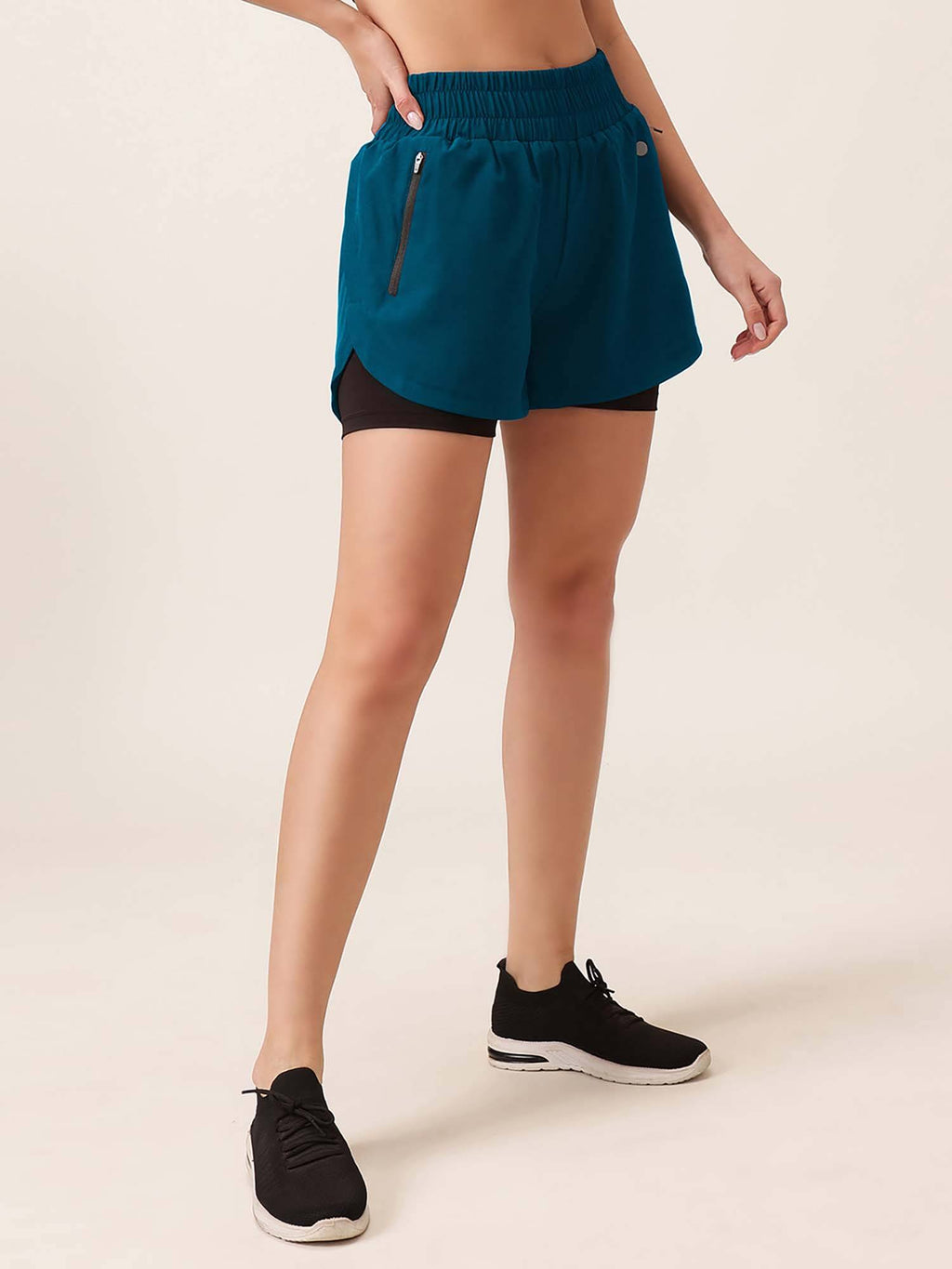 Blue Snug Fit Active High Rise Running Shorts - view 4