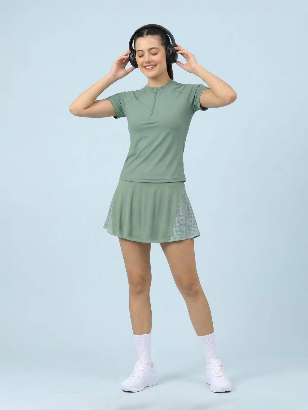 Women Green Sports with Inner Shorts & Pocket Tennis Skort - view 7