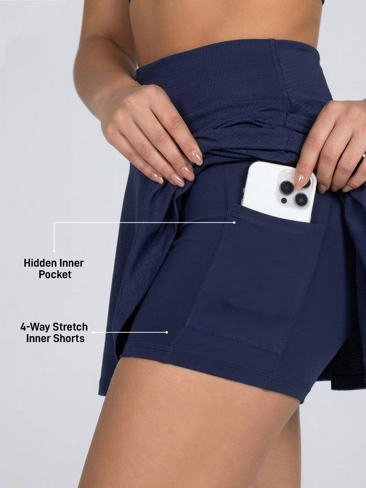 Women Navy Blue Sports with Inner Shorts & Pocket Tennis Skort - view 3