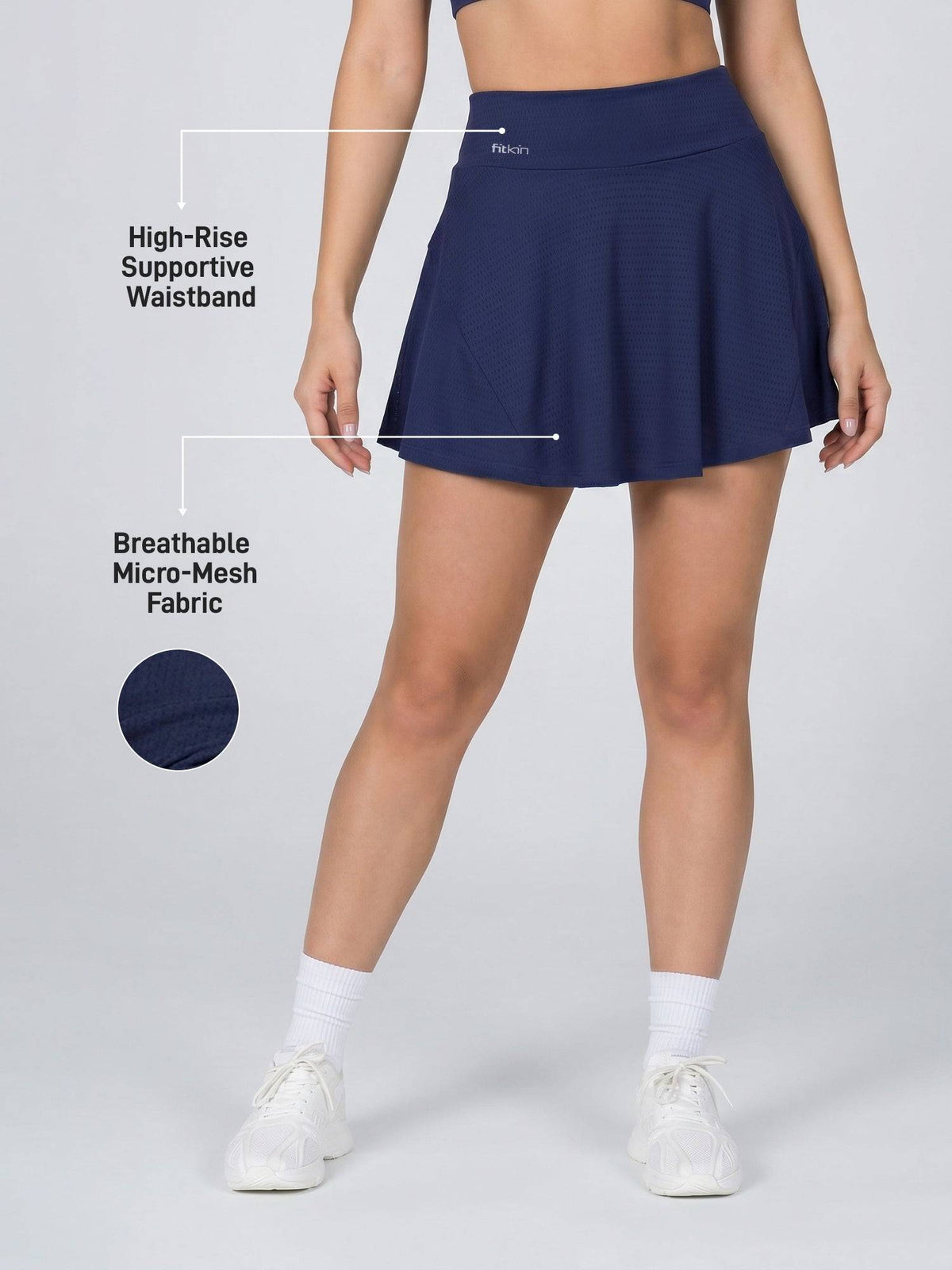 Women Navy Blue Sports with Inner Shorts & Pocket Tennis Skort - view 4