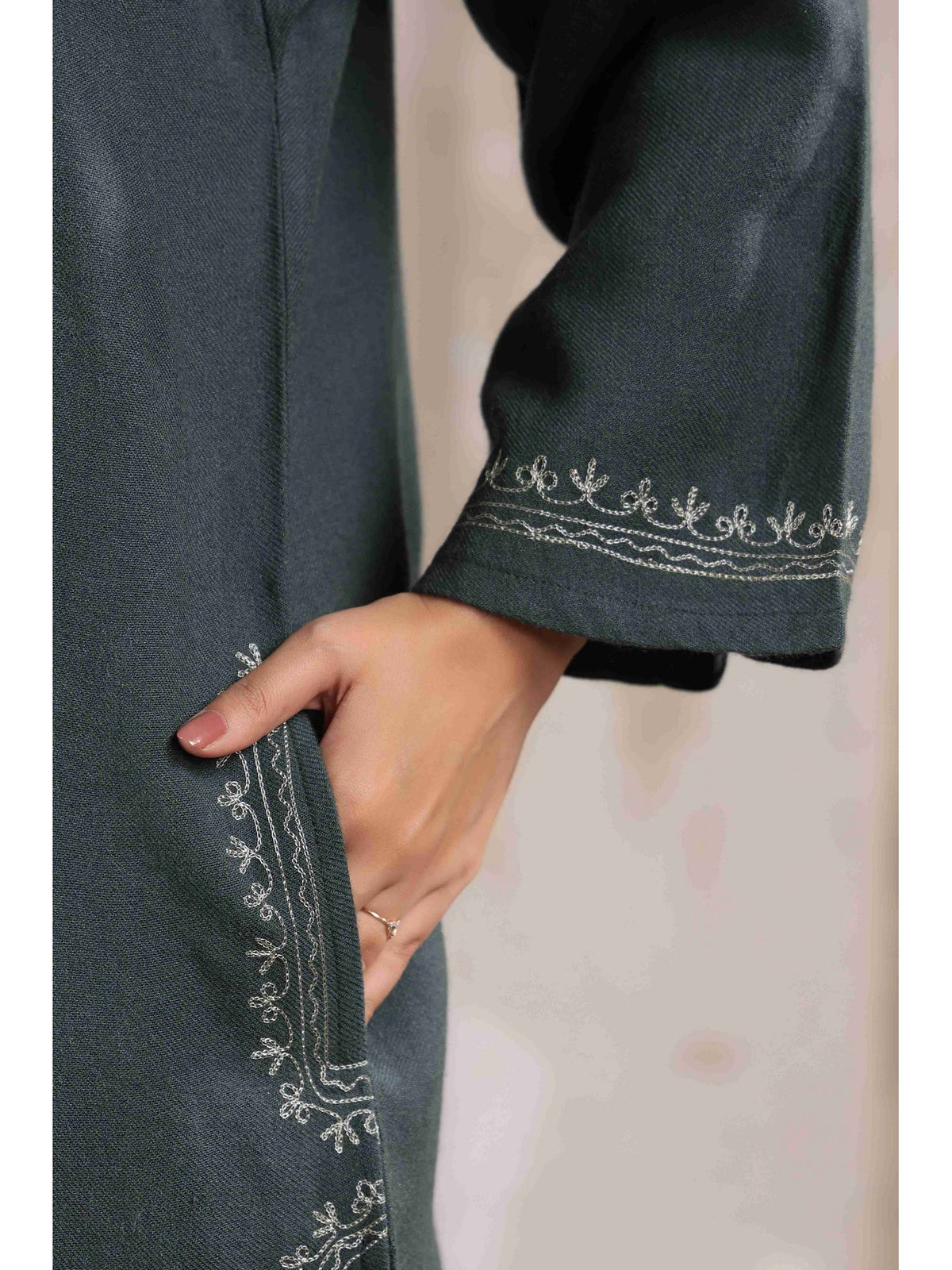 Brown Zari Embroidery Kashmiri Pheran Kurta | U3S - view 28