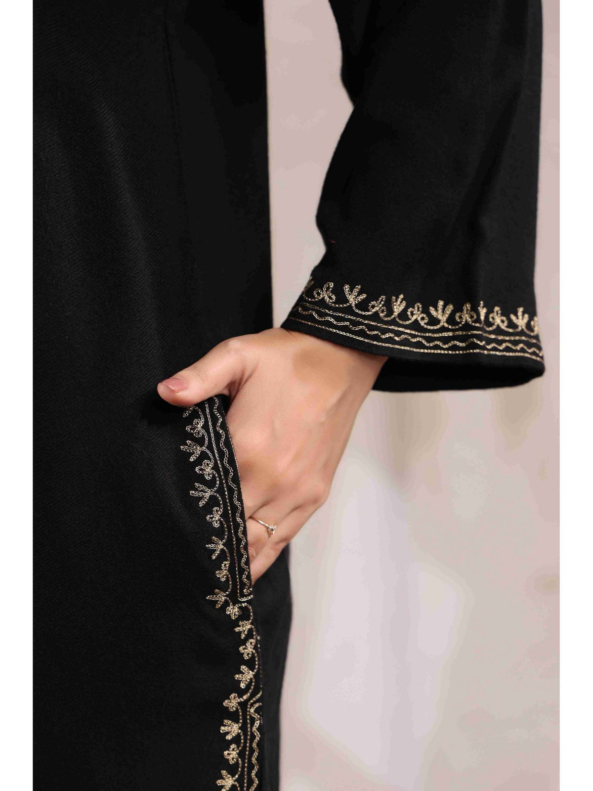 Brown Zari Embroidery Kashmiri Pheran Kurta | U3S - view 34