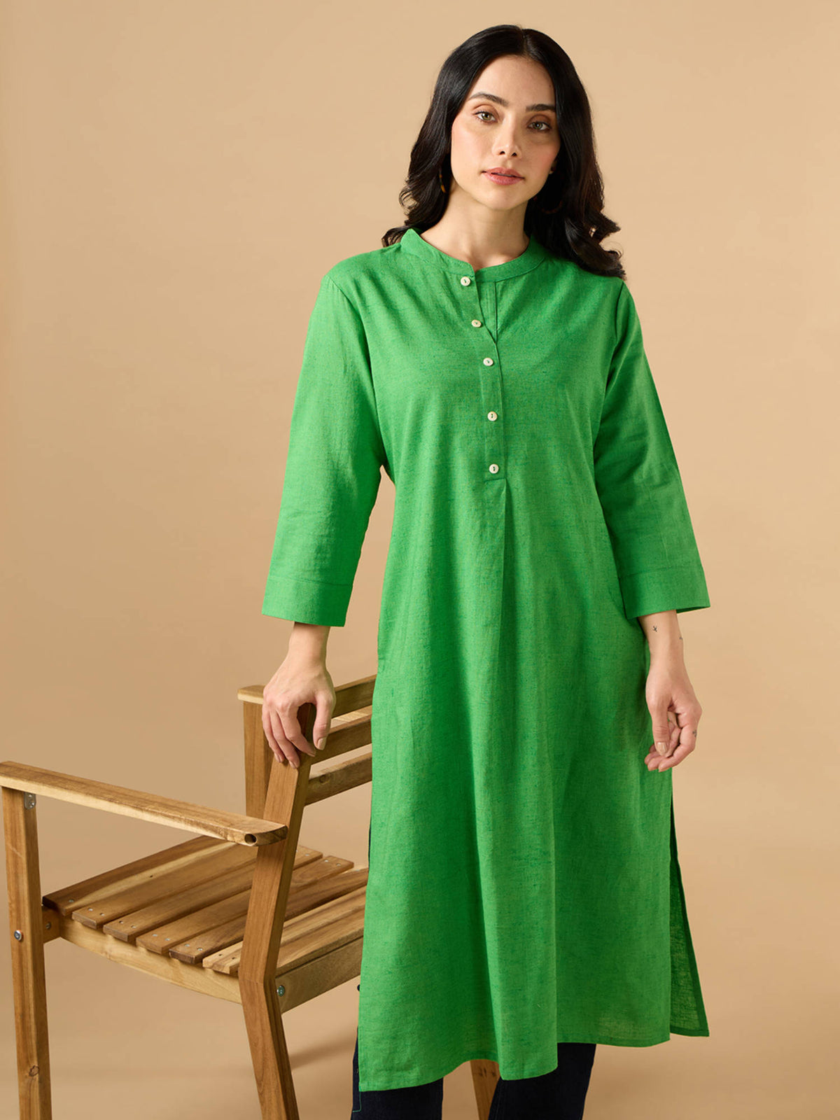 Classic Linen Off White Straight Long Kurta | KDG - view 12