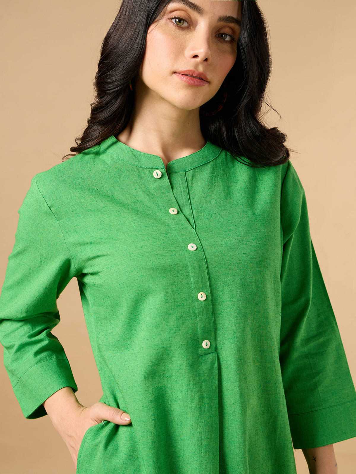 Classic Linen Off White Straight Long Kurta | KDG - view 14