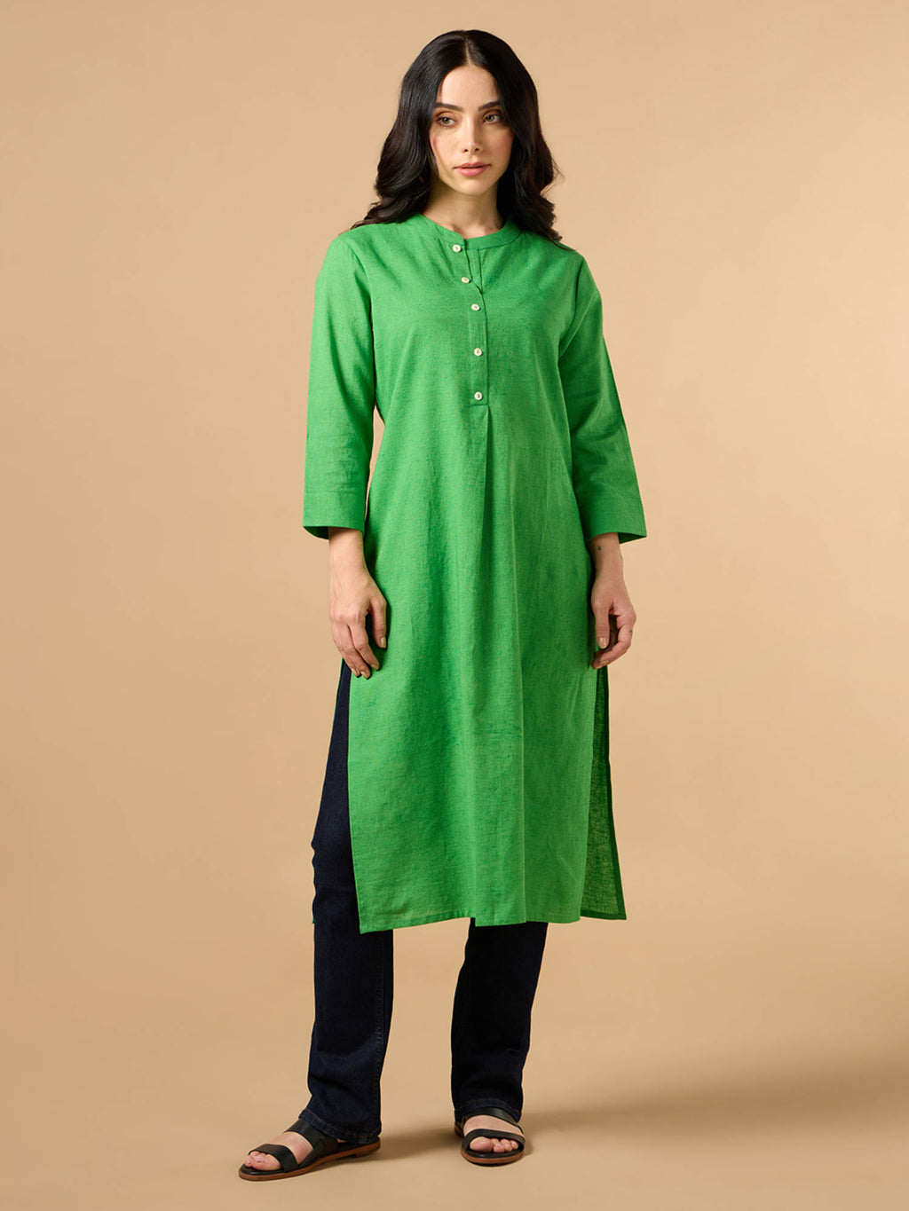 Classic Linen Off White Straight Long Kurta | KDG - view 15