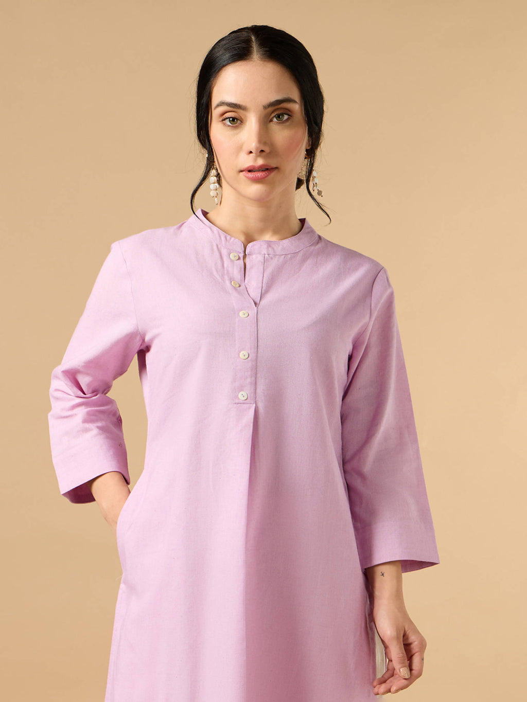 Classic Linen Off White Straight Long Kurta | KDG - view 20
