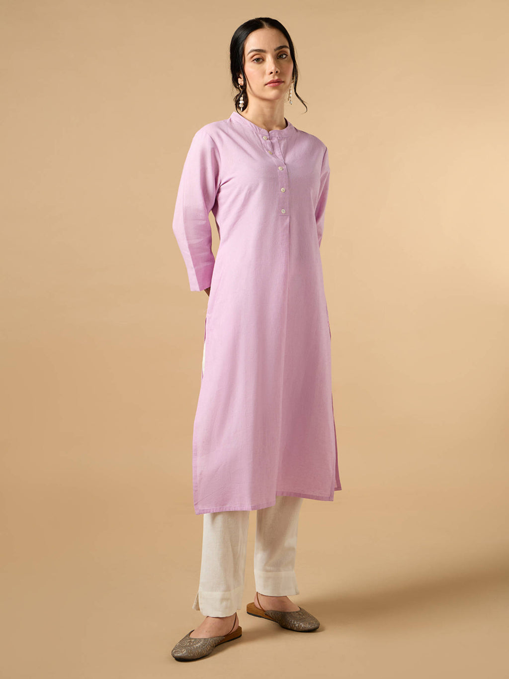 Classic Linen Off White Straight Long Kurta | KDG - view 21