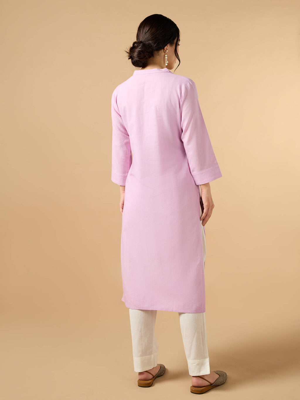 Classic Linen Off White Straight Long Kurta | KDG - view 22