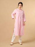 Classic Linen Off White Straight Long Kurta | KDG - view 7
