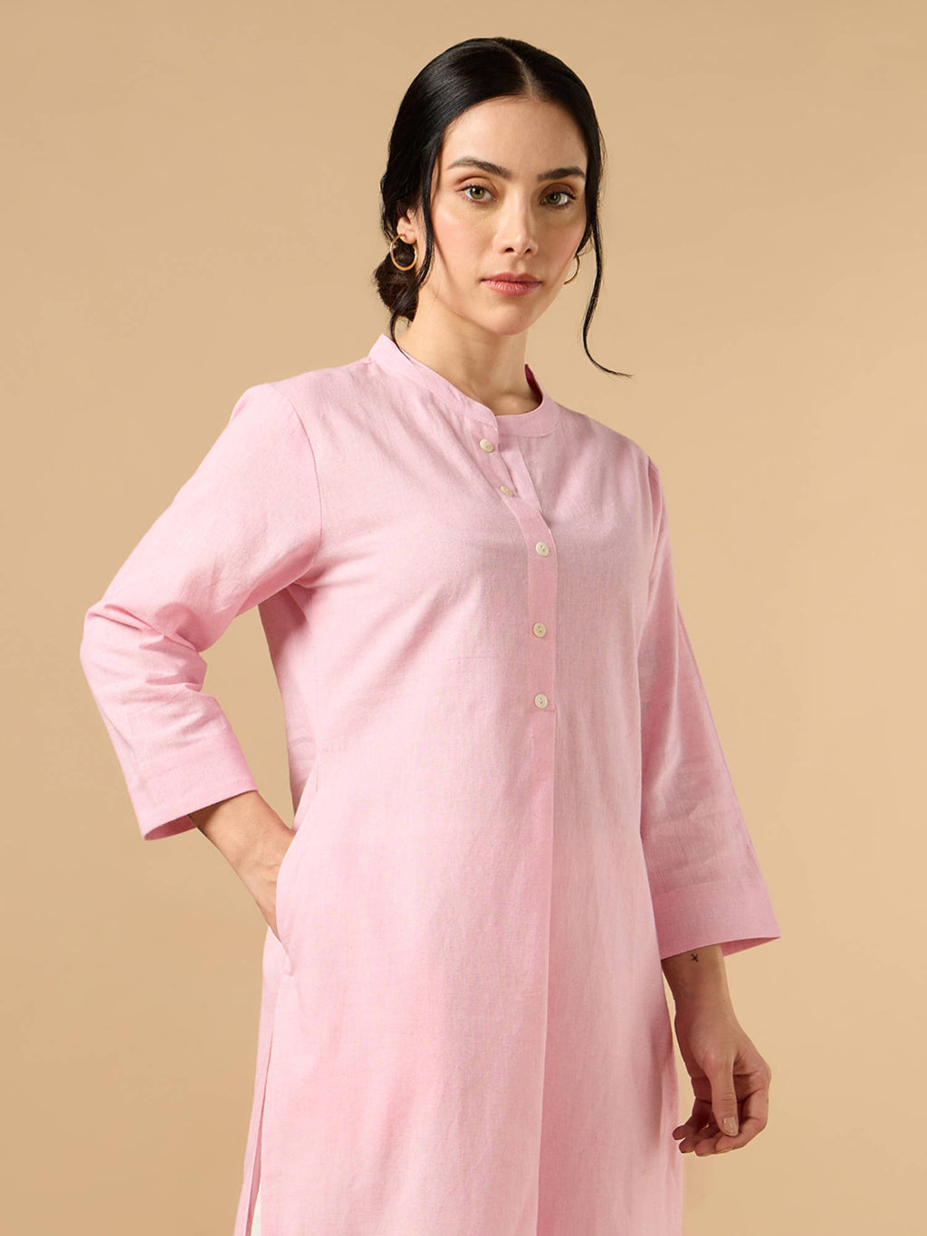 Classic Linen Off White Straight Long Kurta | KDG - view 10