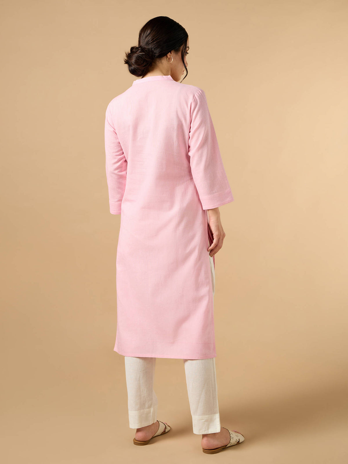 Classic Linen Off White Straight Long Kurta | KDG - view 11