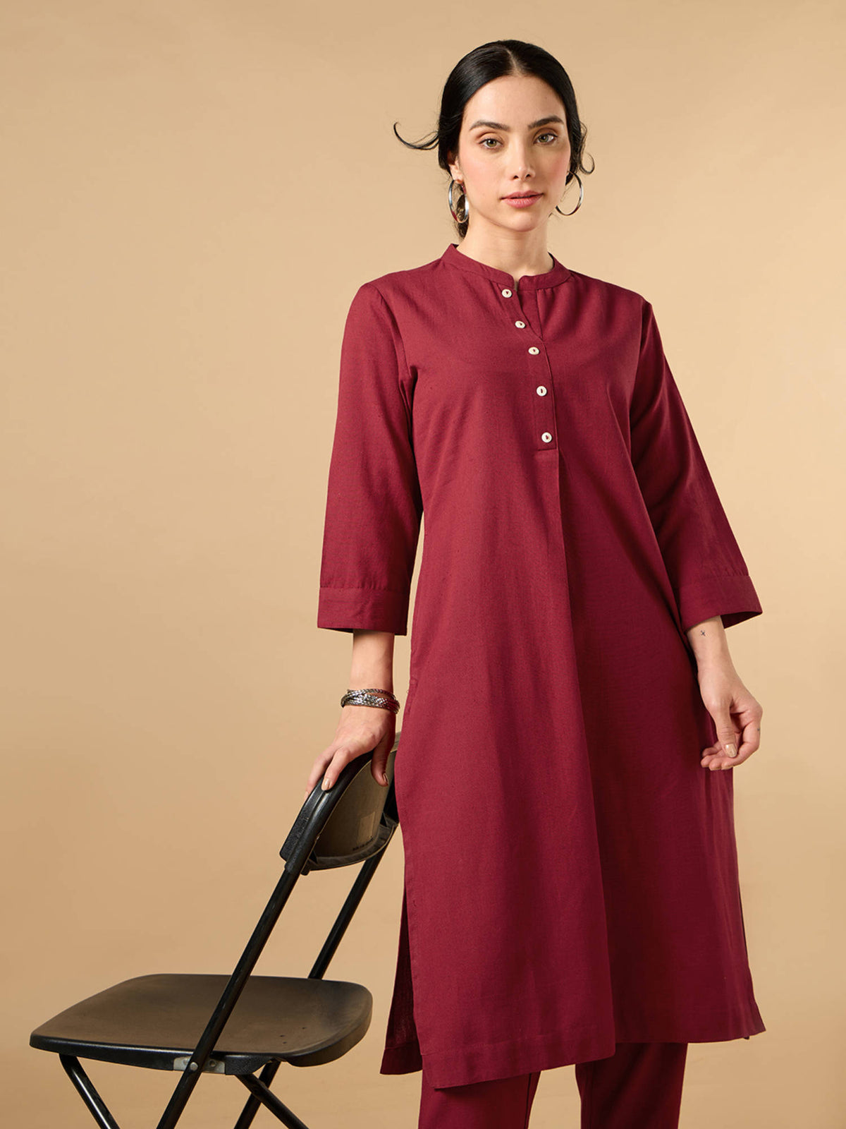 Classic Linen Off White Straight Long Kurta | KDG - view 23