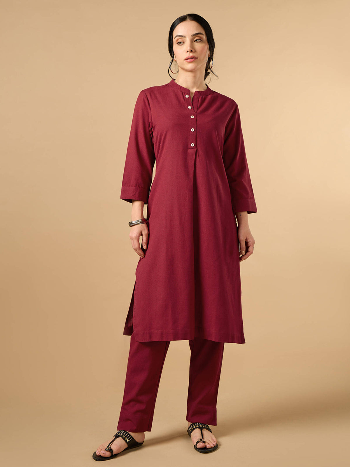 Classic Linen Off White Straight Long Kurta | KDG - view 26