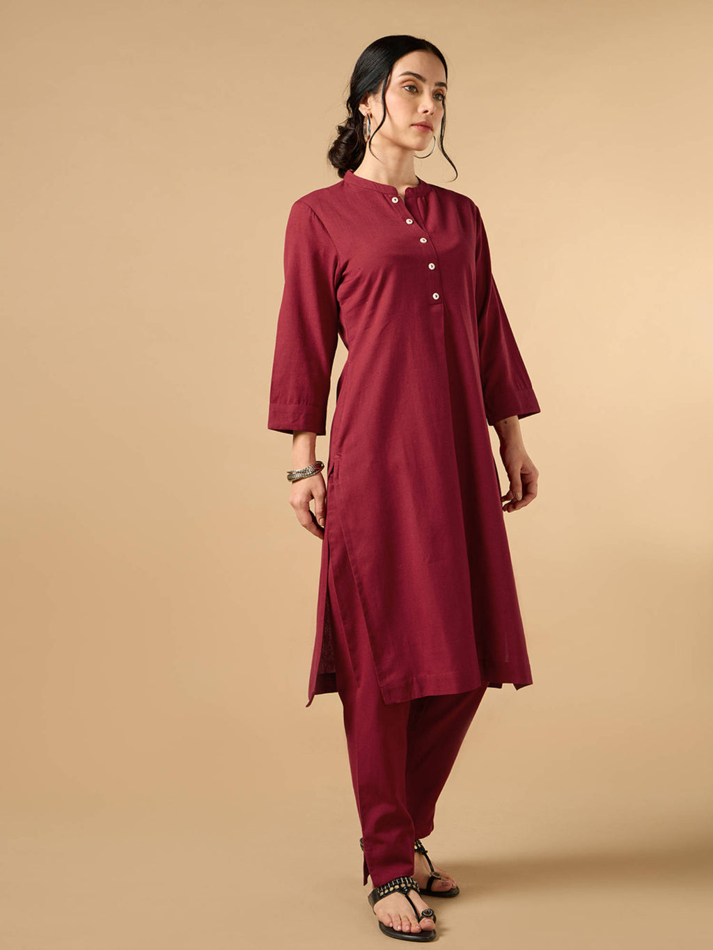 Classic Linen Off White Straight Long Kurta | KDG - view 27