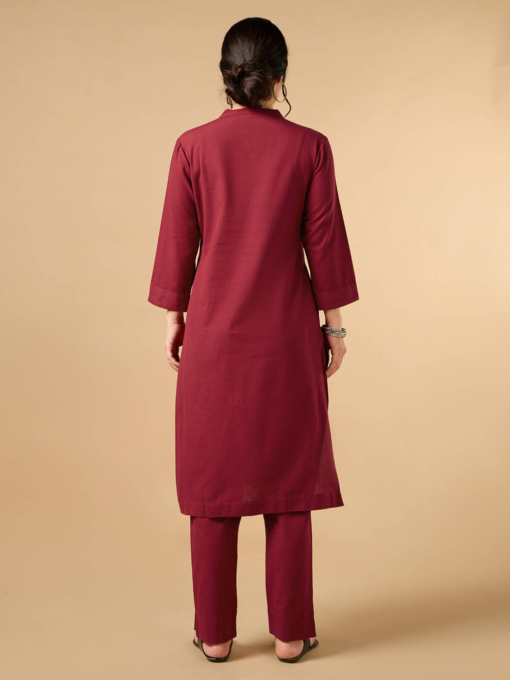 Classic Linen Off White Straight Long Kurta | KDG - view 28