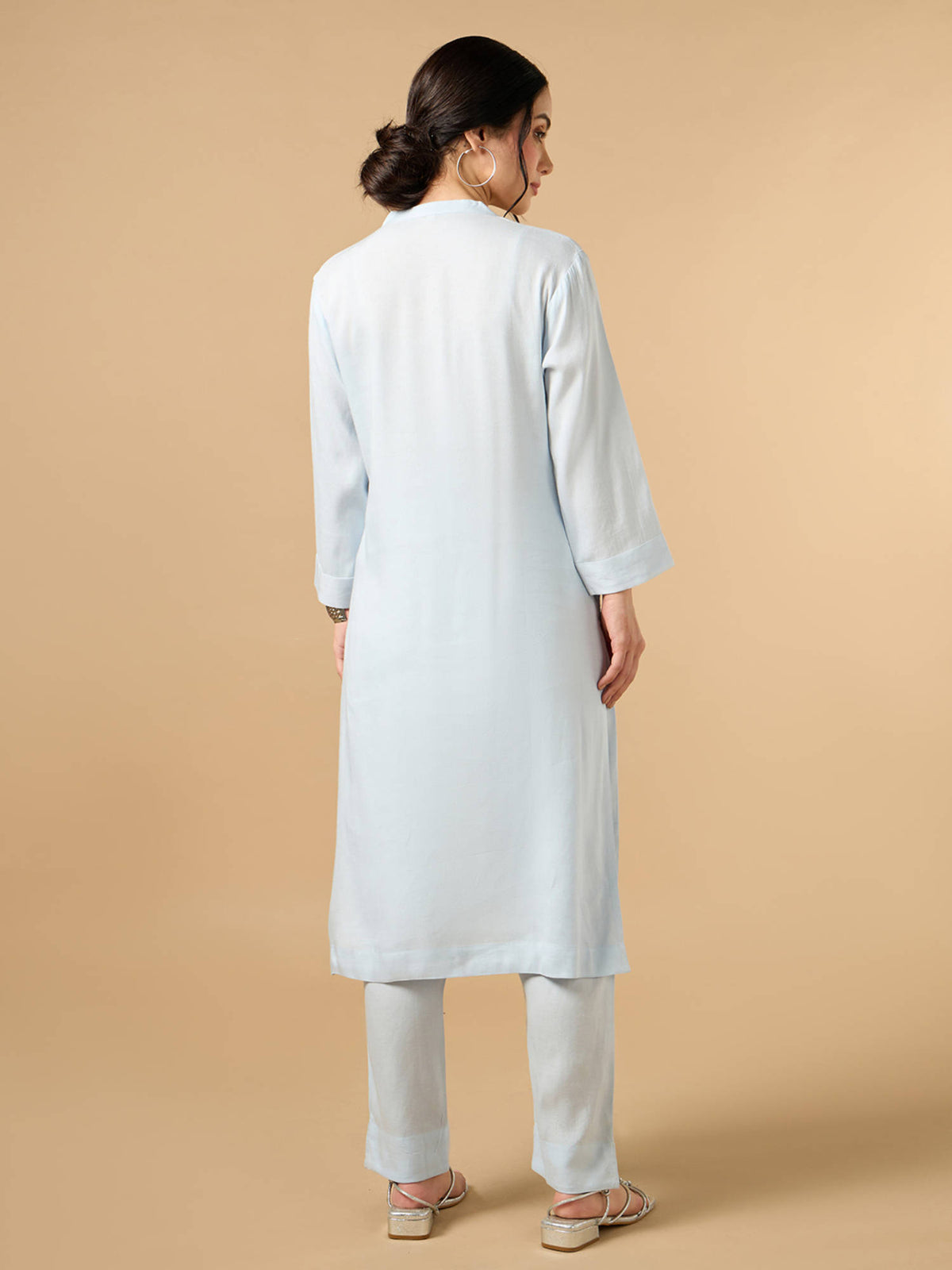 Classic Linen Off White Straight Long Kurta | KDG - view 34