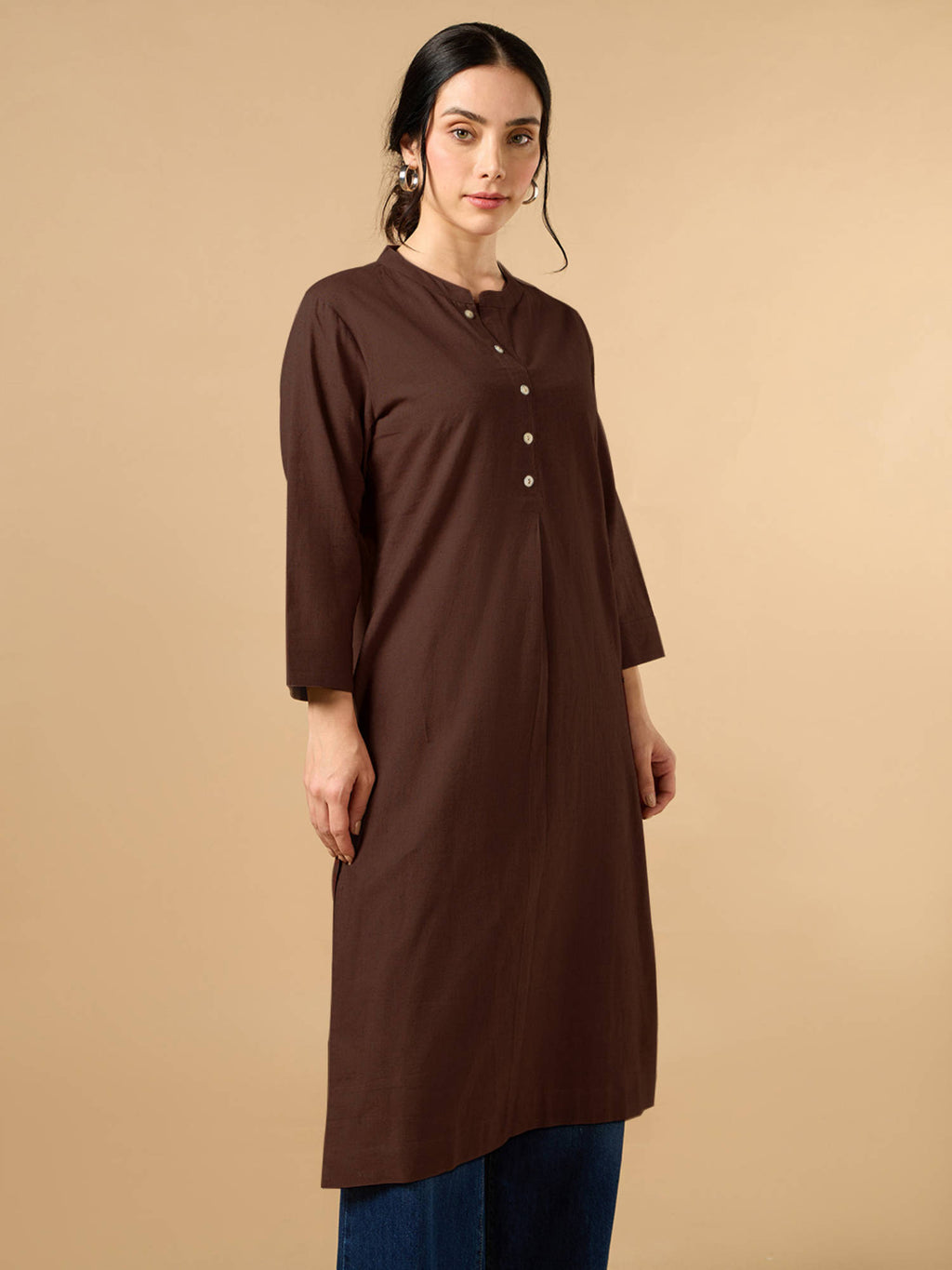 Classic Linen Off White Straight Long Kurta | KDG - view 39
