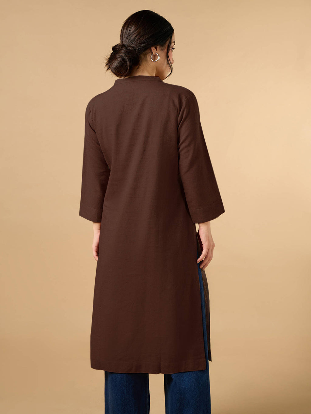 Classic Linen Off White Straight Long Kurta | KDG - view 40