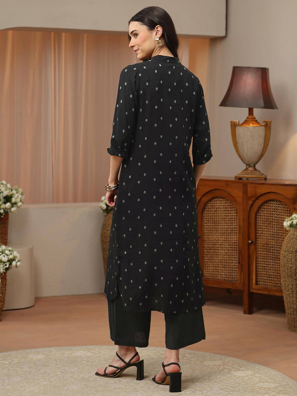 Blue Woven Design Straight Kurta | FY93 - view 9