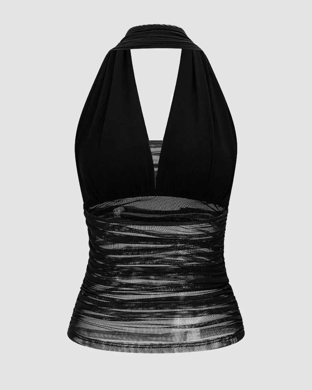 XS Halter Neck Slim Fit Straight Hem Sleeveless Top in Black H54