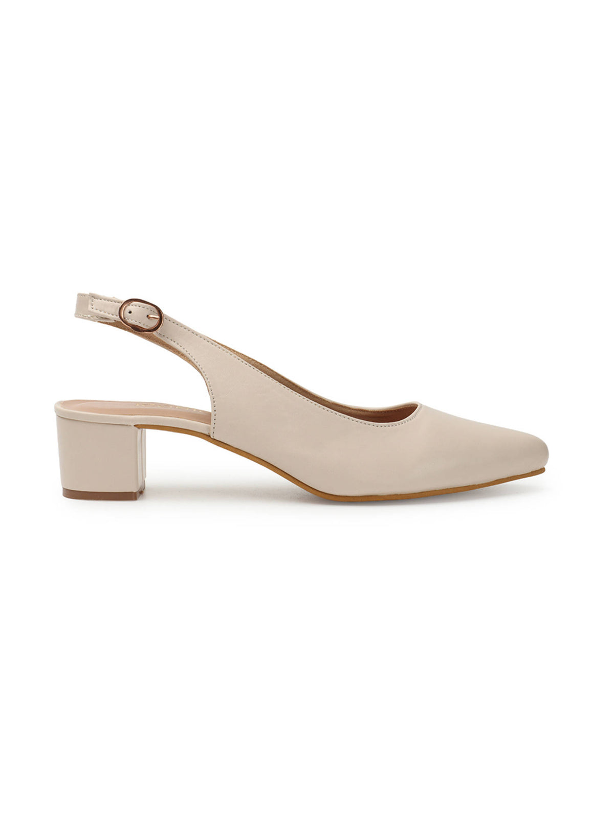 Women Off White Buckle Pointed Toe Pumps | H78 - view 5