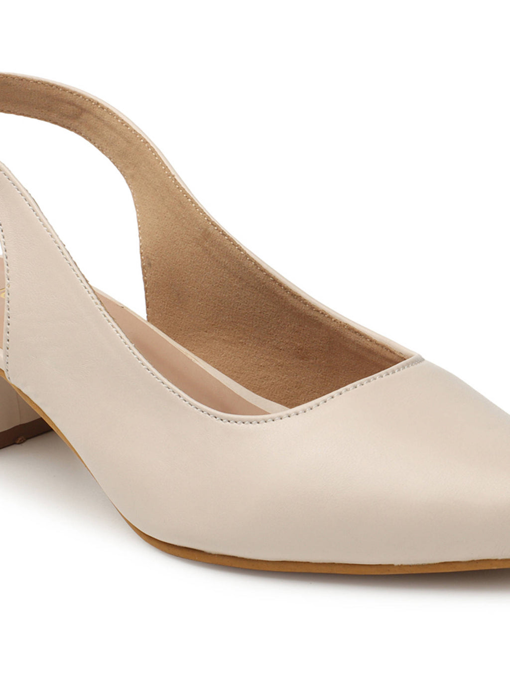 Women Off White Buckle Pointed Toe Pumps | H78 - view 8