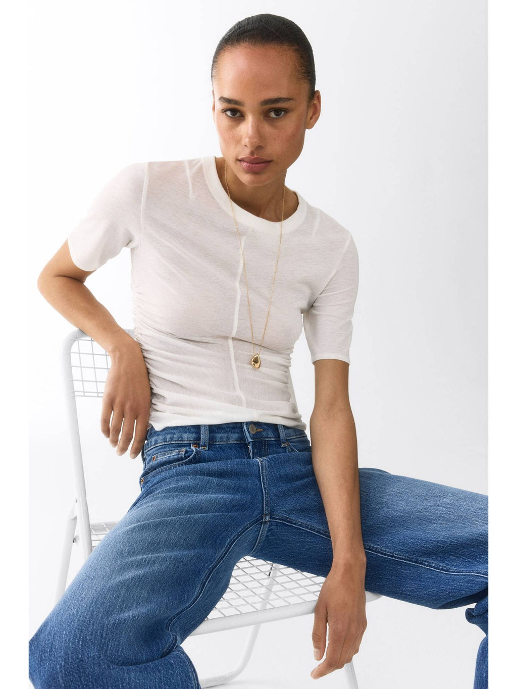 Women Blue Wide High Jeans | ST23 - view 2