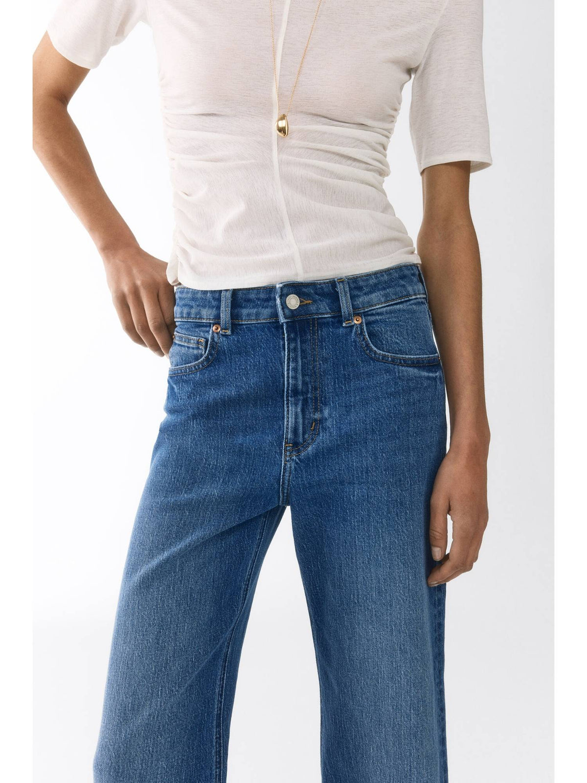 Women Blue Wide High Jeans | ST23 - view 3