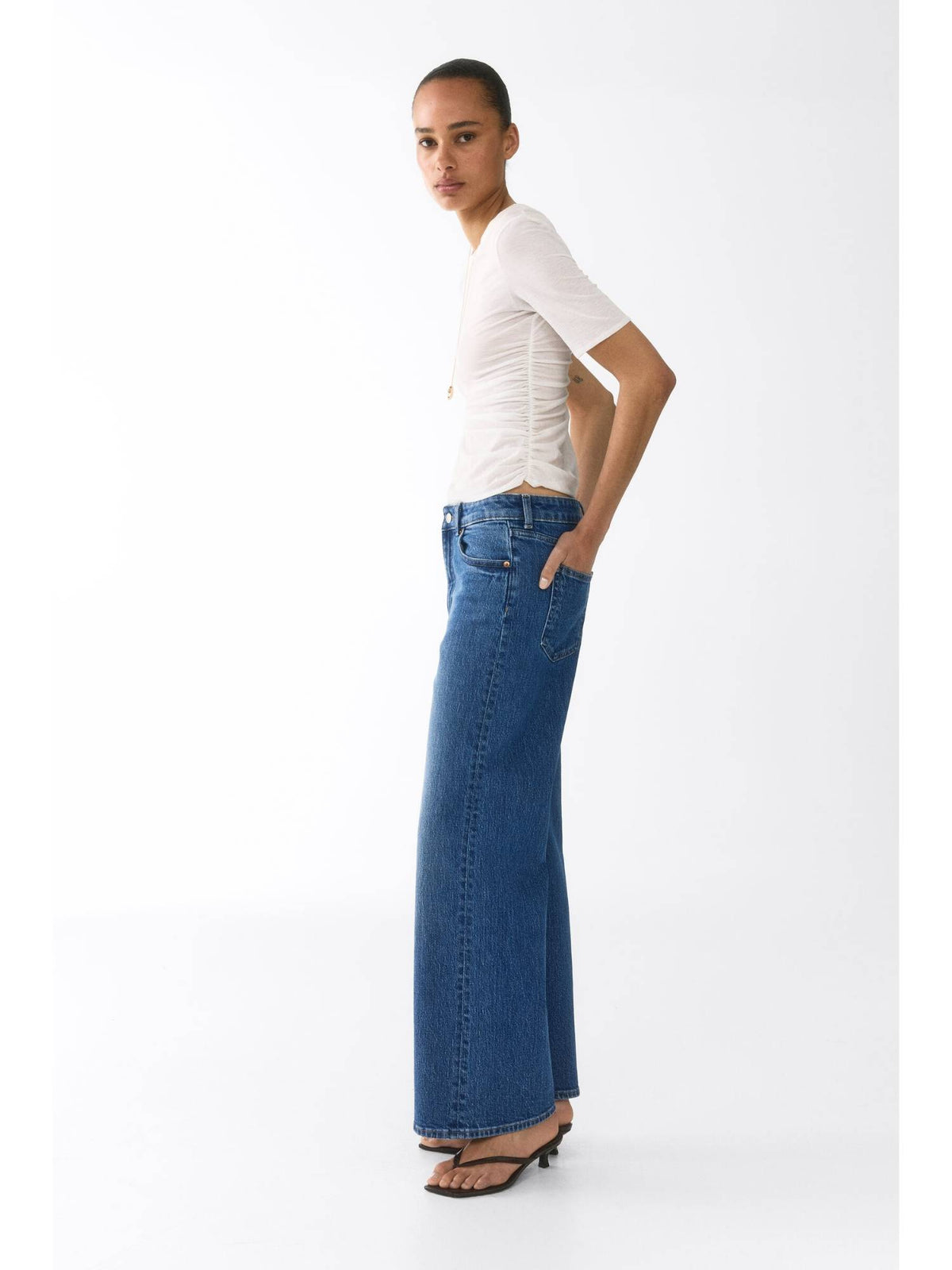Women Blue Wide High Jeans | ST23 - view 5