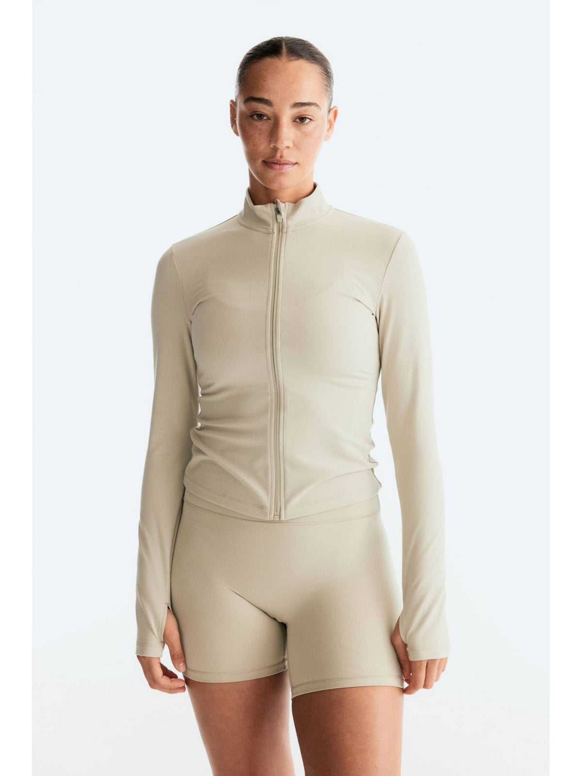 Women Beige Zip-Through Sports Jacket With Soft move | JK12 - view 2