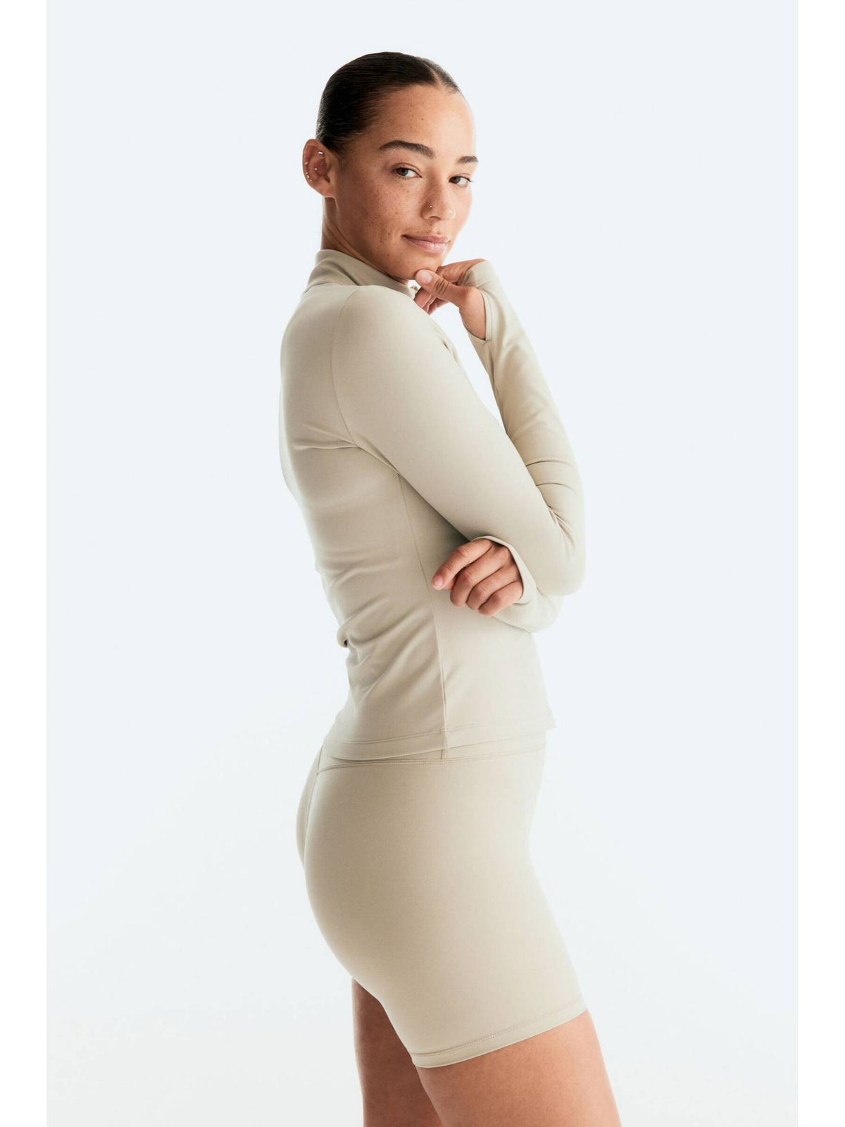 Women Beige Zip-Through Sports Jacket With Soft move | JK12 - view 5