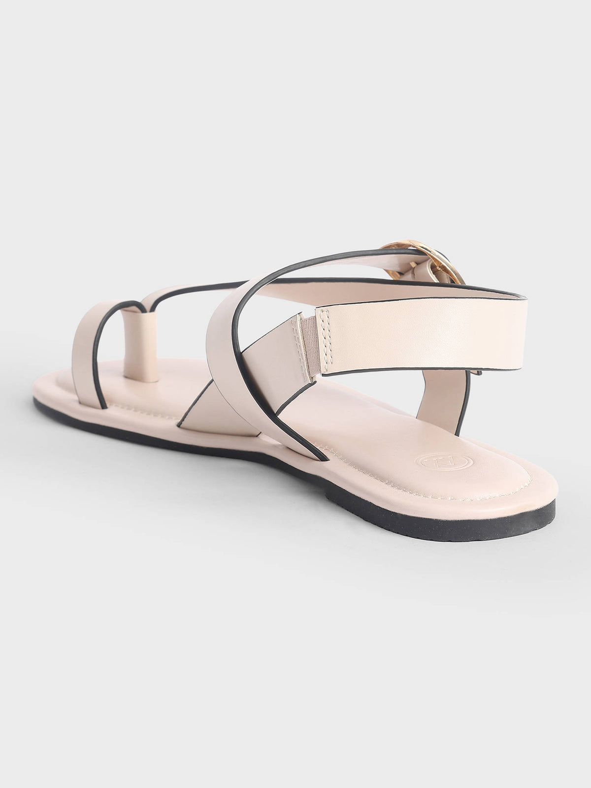 Womens Cream Solid One Toe Flat Sandals | SD89 - view 5