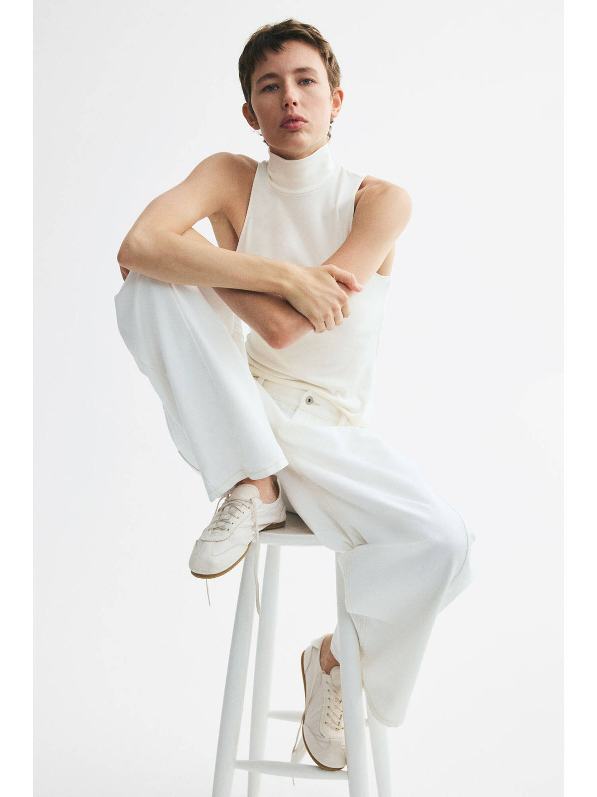 Women Black Turtleneck vest top | CT61 - view 11