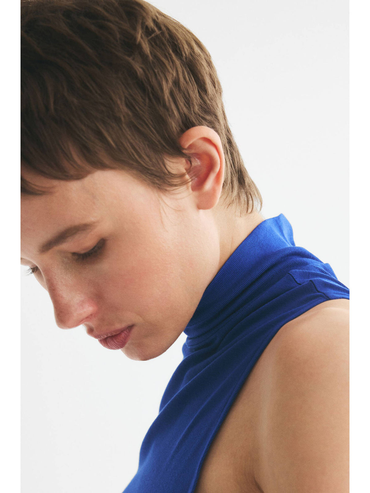 Women Blue Turtleneck vest top | CT61 - view 3