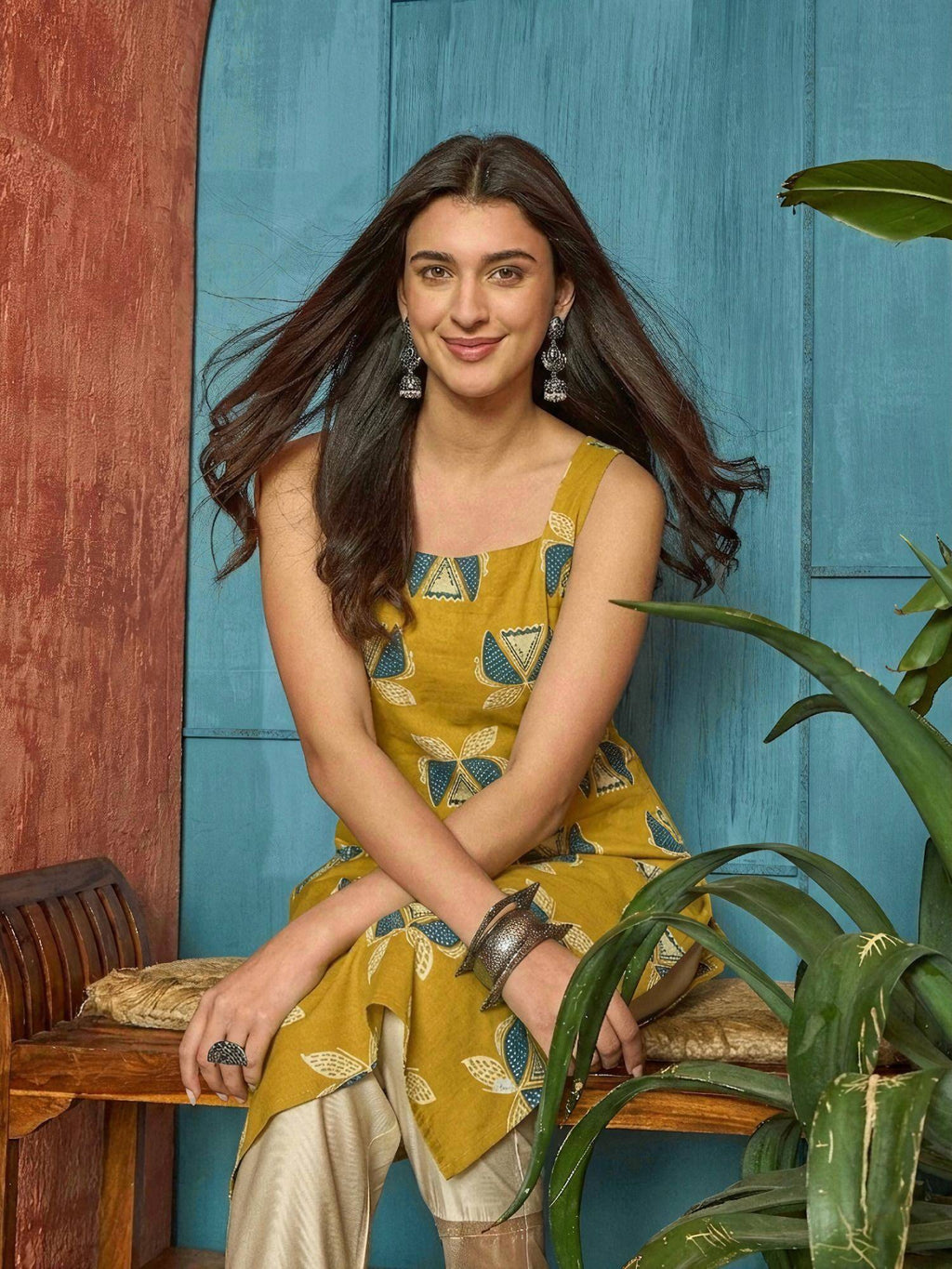Women's Rust Block Printed Cotton Straight Kurta | U3S - view 19