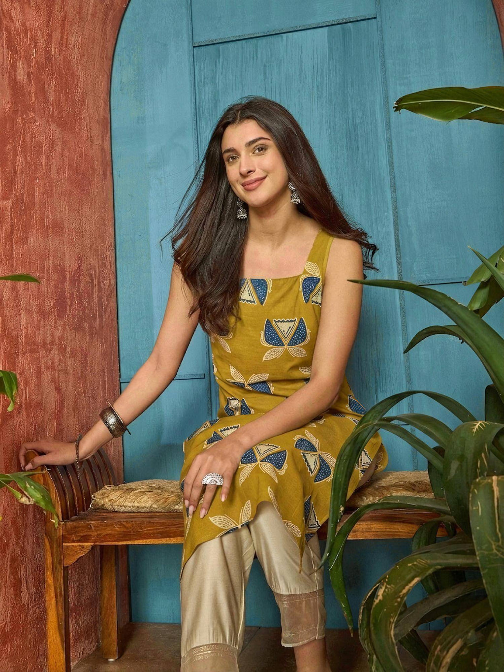 Women's Rust Block Printed Cotton Straight Kurta | FY93 - view 13