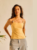 Women Yellow Linen Beaded Top | HT67 - view 1