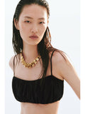 Women Beige Gathered Crop Top | CT61 - view 5