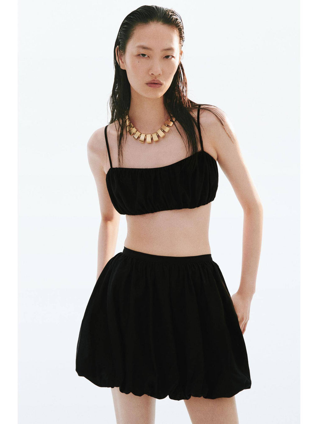 Women Beige Gathered Crop Top | CT61 - view 6