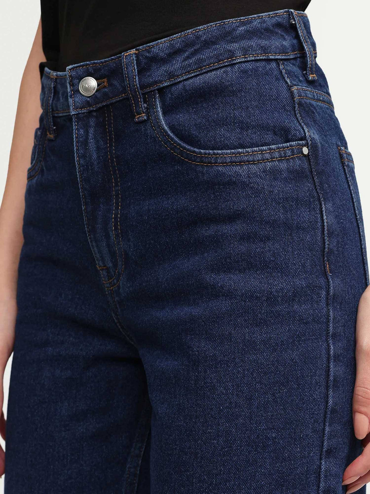 Blue Cotton Solid Straight Fit Denim Jeans | ST23 - view 2