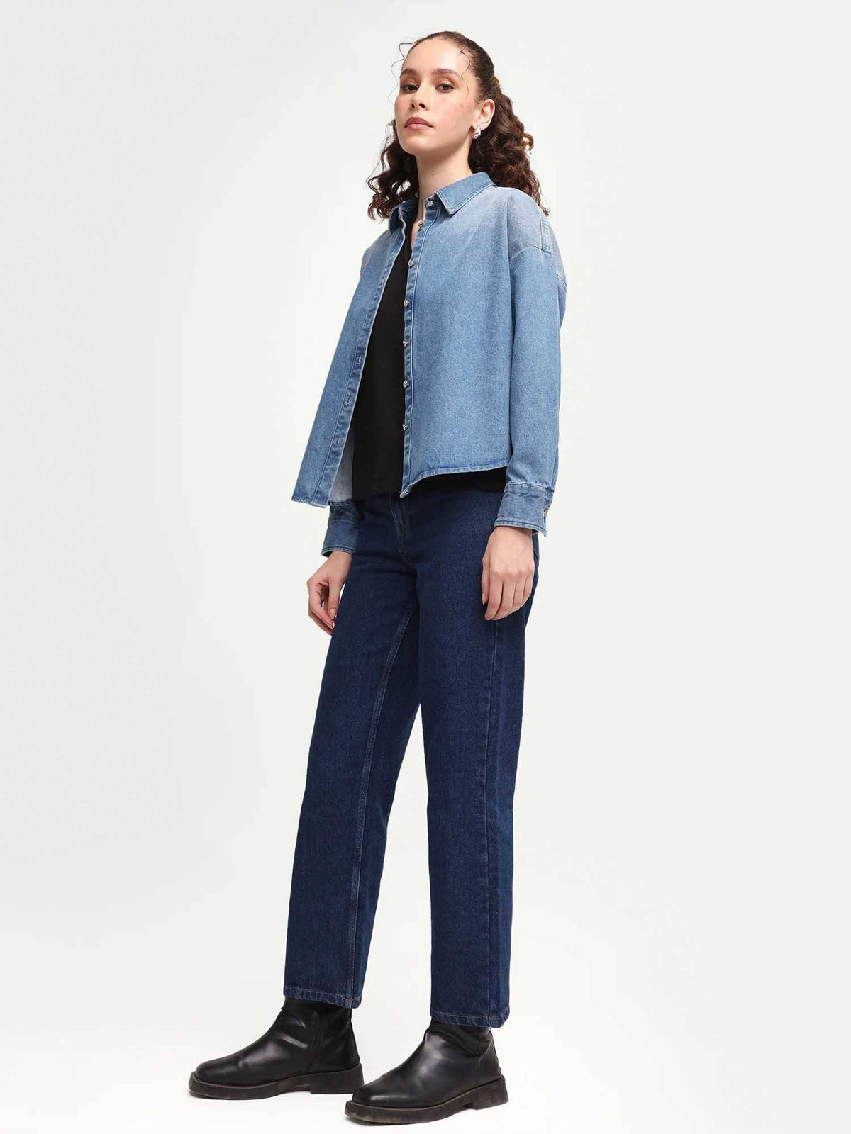 Blue Cotton Solid Straight Fit Denim Jeans | ST23 - view 5