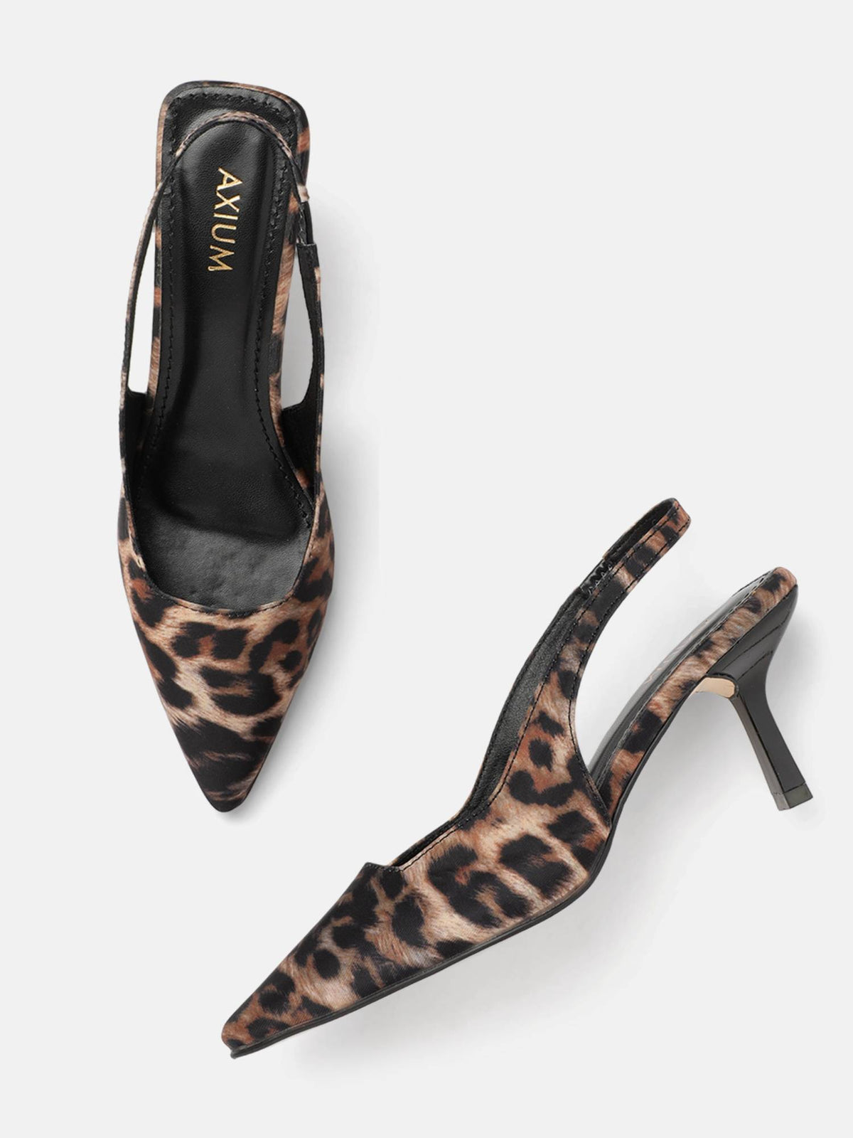 Women's Black Animal Print Slim Heels | H78 - view 2