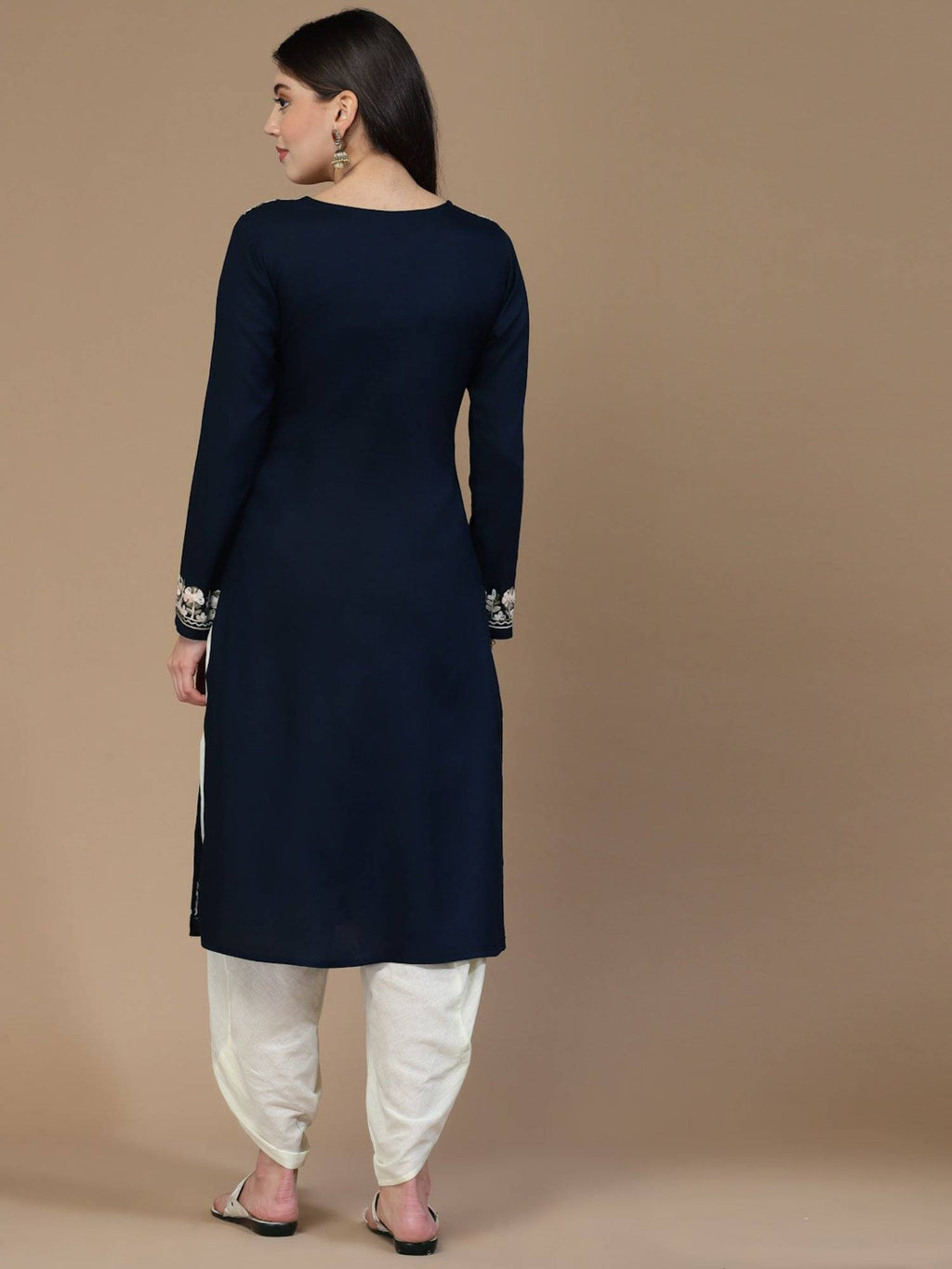Women Floral Kashmiri Aari Embroidered Viscose Rayon Slim Fit Kurta | U3S - view 6