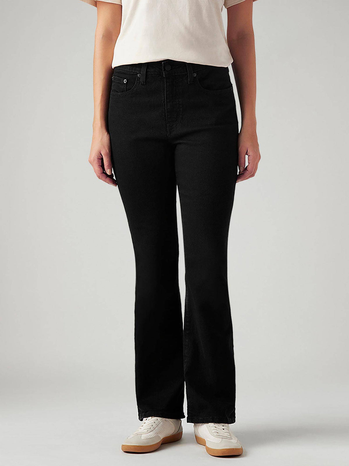 Women 725 Black Straight Fit Mid Rise Jeans | ST23 - view 1